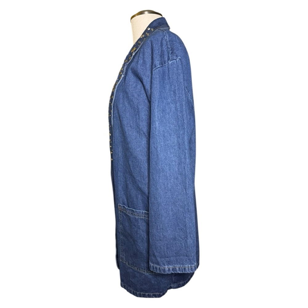 Green Field Studded Denim 90s Vintage Celestial Jacket - Picture 3 of 14